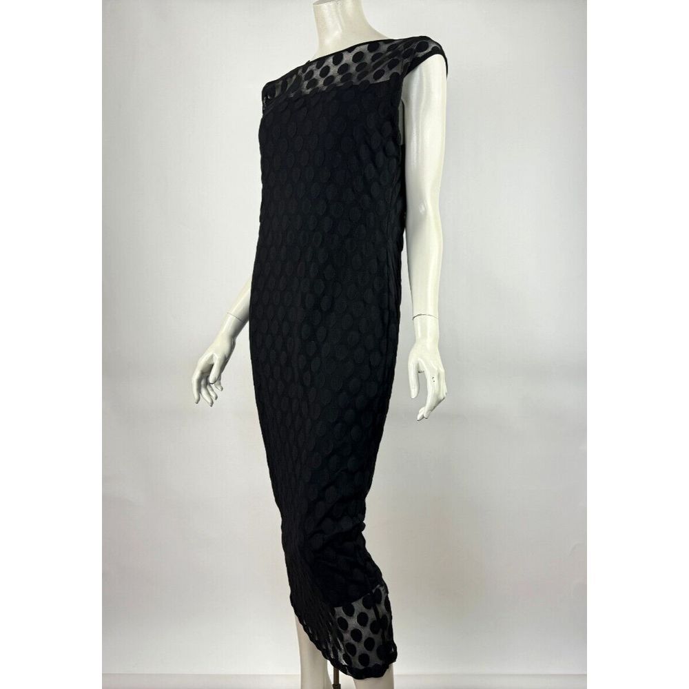 FUZZI Flock Tulle Dress Women XL‎ EUC $435 Stretch Short Sleeve Lined  Boat Neck - Picture 5 of 12